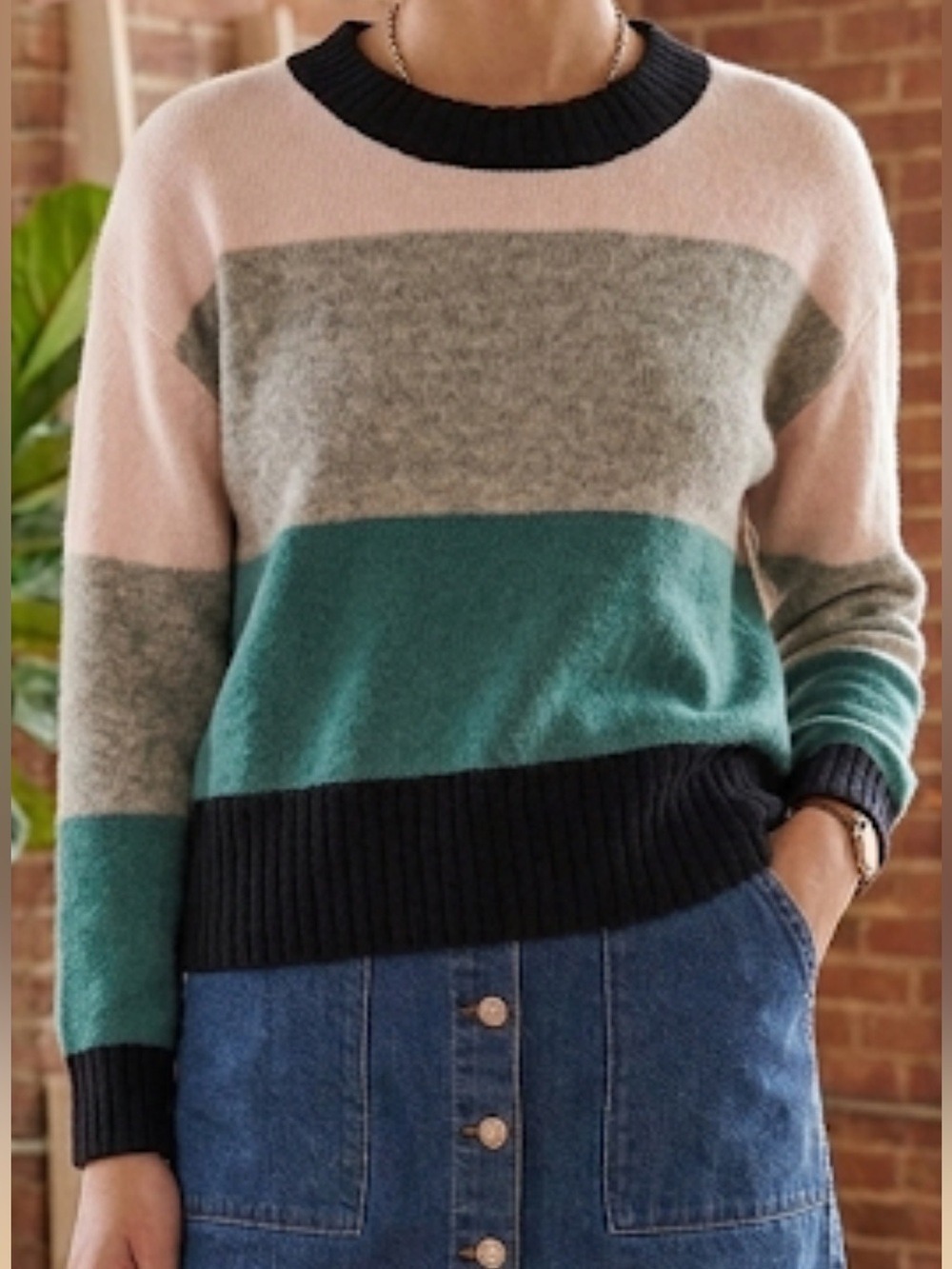 White + Warren Cashmere Colorblock Sweater sz small